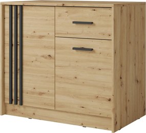 Comoda CANADA CY4, stejar artisan/negru, PAL laminat, 102x42x94 cm