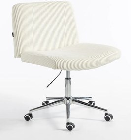 HR150K Scaun Alb din Catifea Reiată cu Bază Cromata