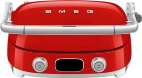 Grătar multifuncțional SMEG 50's Style MGF01RDEU, 2100 W, 60-230 °C, 3 programe, acoperire ceramică, tavă de scurgere, semnal sonor, cronometru, roșu