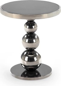 Masuta CARLA, negru/argintiu, sticla/metal, 40x46 cm