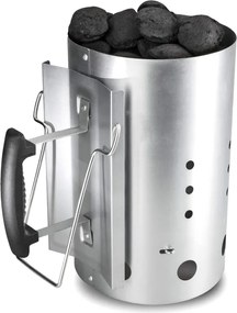 Dispozitiv de aprindere pentru gratar Master Grill & Party MG118, Potrivit pentru carbuni si brichete, Maner izolat termic, Otel, Argintiu