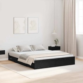 vidaXL Cadru de pat cu depozitare cu sertar Stejar negru 140 x 200 cm