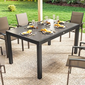 Outsunny Masă de Grădină Extensibilă pentru 8-10 Persoane 140/240x90 cm, Masă de Dining Extensibilă cu Blat din Sticlă Securizată, Masă de Exterior pentru Terasă, Balcon, Negru | Aosom Romania