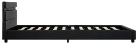 Cadru de pat cu LED-uri, negru, 120 x 200 cm, piele ecologica Negru, 120 x 200 cm