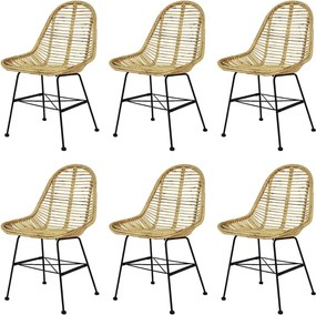 vidaXL Scaune de bucătărie 6 buc., ratan natural
