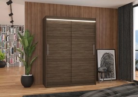 Dulap cu usi glisante si iluminare LED, Denver 150 + LED, 150 cmx200 cmx58 cm, ADRK Furniture (Culoare: Sonoma)