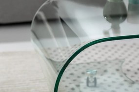 Masuta din sticla transparenta, cu roti, Fantome 90cm