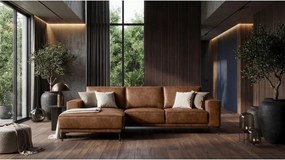 Colțar maro coniac cu tapițerie din imitație de piele (colț pe partea stângă ) Copenhagen – Scandic