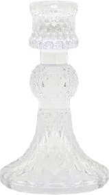 Suport pentru lumânare din sticlă cu model cristal, Ø8 cm