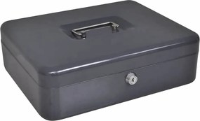 vidaXL Cutie de Bani cu blocare Gri închis 30 x 24 x 9 cm Oțel