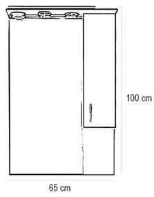 Dulap suspendat pentru baie Bianca Plus 65, alb lucios, deschidere pe dreapta