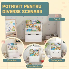 AIYAPLAY Bibliotecă Copii 3-8 Ani cu 3 Rafturi și Sertar, Raft de Depozitare Jucării, 62,5x30x70 cm, Alb | Aosom Romania
