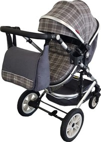 Carucior nou nascuti 3 in 1 Baby Care™ PRO 530 , Cu geanta bebe, Cadru Aluminiu Gold, Amortizoare, Roti din cauciuc plin AVE, Landou, Scoica auto,