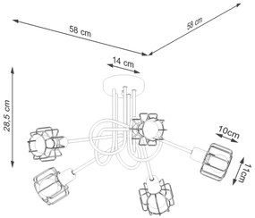 Lustră pe tijă BELUCI 5xE14/40W/230V neagră Sollux SL.1119