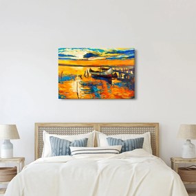 Tablou - Barca la apus de soare (90x60 cm)