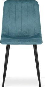 OFERTA Scaun de catifea petrol LAVA PETROL BLUE cu picioare negre II. calitate
