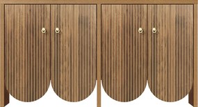 Bufet cu 4 uși, dulap de depozitare versatil pentru living, sufragerie, 147×40×80 cm, Culoare naturală