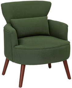 HOMCOM Fotoliu Capitonat cu Pernă și Șezut Gros, Fotoliu din Catifea cu Spătar și Picioare din Lemn, 69x69,5x78 cm, Verde | Aosom Romania