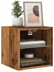 vidaXL Comode TV perete cu lumini LED 2 buc. lemn vechi 30x28,5x30 cm