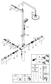 GROHE 27922000 - Sistem de duș TEMPESTA COSMOPOLITAN 160 mm, crom lucios