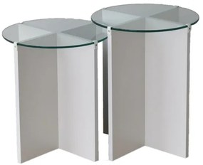SET 2x măsuță laterală LILY d. 40 cm alb/transparent