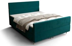 Pat matrimonial Boxspring 140 cm Flu plus (verde închis) ( cu saltea și sp. depozitare). 1046573