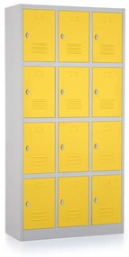 Dulap metalic - 12 cutii, 90 x 40 x 185 cm, blocare, galben - ral 1023