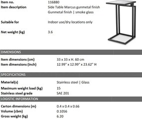 Masuta laterala design LUX Marcus, Gunmetal