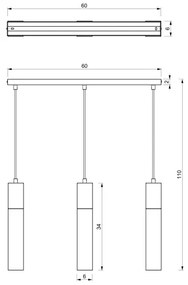 Lustră pe cablu TULUM 3xGU10/60W/230V neagră