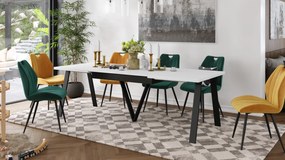 Mazzoni AVERY Alb Mat/picioare negre - MASĂ DE LOFT/INDUSTRIALĂ PENTRU SALON/SUFRAGERIE EXTENSIBILĂ PÂNĂ LA 290 cm!