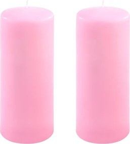 Set de lumânări t 25 cm, Ø 10 cm, roz, 2 buc