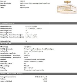 Lustra design LUX Ruby square, alama 115249 HZ