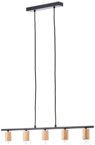 Brilliant - Candelabru KERRY suspendat pe cablu 5xE27/40W/230V negru/bambus