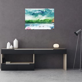 Tablou pe sticlă - Peisaj de vis (70x50 cm)