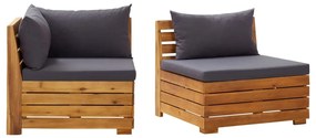 316086 vidaXL Set mobilier grădină cu perne, 2 piese, lemn masiv de acacia