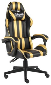 vidaXL Scaun de racing, negru și auriu, piele ecologică