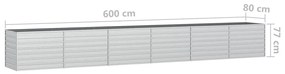 Strat inaltat de gradina argintiu 600x80x77 cm otel galvanizat 1, 600 x 80 x 77 cm