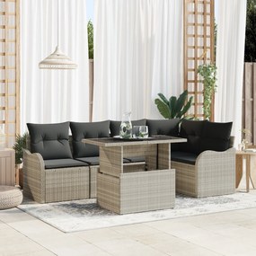 vidaXL Set de canapele pentru grădină 6 pcs Gri deschis Rattan poli