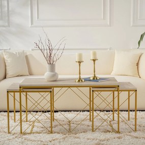 Masă de cafea Defne Gold Travertine