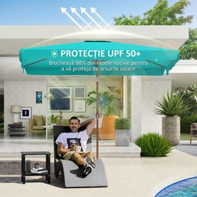 Outsunny Umbrelă de Grădină Înclinabilă cu Deschidere cu Manivelă și Orificiu de Aerisire, 300x200x235 cm, Turcoaz | Aosom Romania