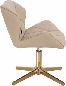 HR111CROSS Scaun Crem Piele Ecologica Premium Soft cu Bază Aurie