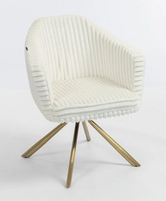 HR832 BAZĂ STEA Scaun Alb Teddy Cord cu Bază Aurie