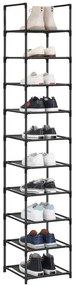 Dulap pentru pantofi cu cadru metalic ORDEN 173x33 cm, negru