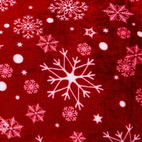 Patura microplus de Craciun SNOWFALL rosu Dimensiune: 150 x 200 cm