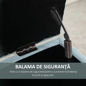 Banca de Depozitare HOMCOM din Tesatura cu Efect In si Lemn pentru Hol, 110x39x45lcm, Albastru deschis | Aosom Romania