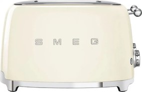 Prăjitor de pâine SMEG 50's Style TSF03CREU, 2000 W, 4 felii, 6 niveluri, Tava pentru firimituri, Cablu integrat, Oțel inoxidabil, Culoare crem