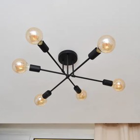 LED Lustră aplicată CAMBRIDGE 6xE27/8W/230V neagră