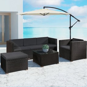 Jusky Set ratan de gradina Punta Cana L - perne negre/antracit