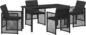 vidaXL Set de masă pentru grădină 5 pcs Negru poliratan