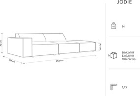 Canapea 3 locuri cotiera dreapta, Jodie, Micadoni Home, BL, 262x102x70 cm, catifea, bej deschis